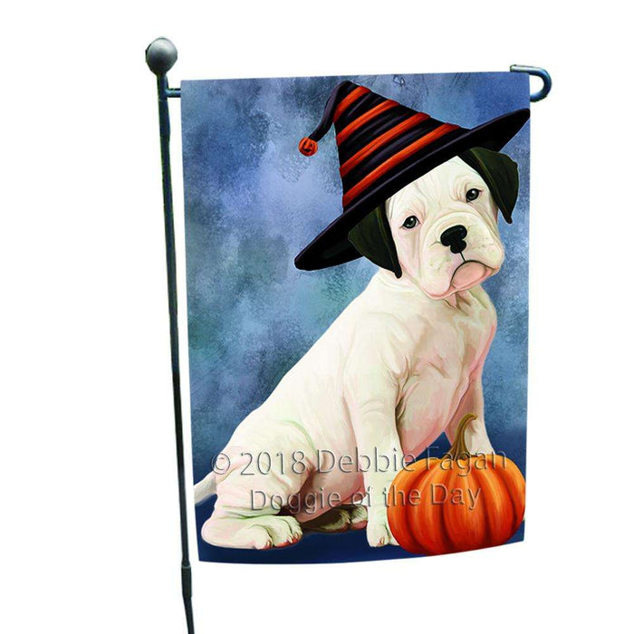 Happy Halloween Boxer Dog Wearing Witch Hat with Pumpkin Garden Flag GFLG54948