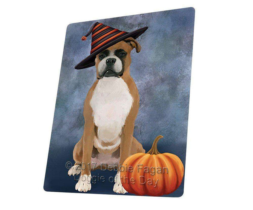 Happy Halloween Boxer Dog Wearing Witch Hat with Pumpkin Large Refrigerator / Dishwasher Magnet D100