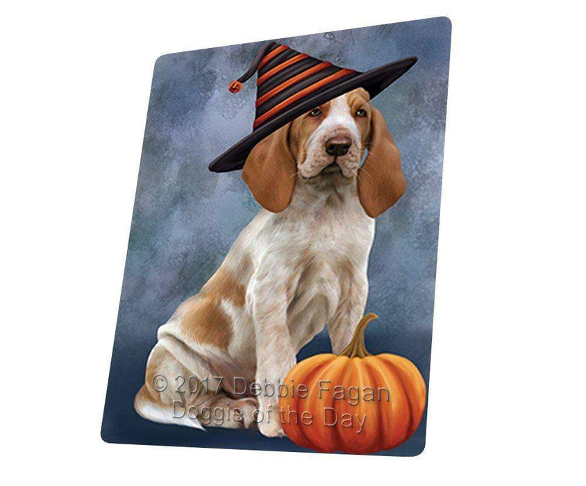 Happy Halloween Bracco Italiano Dog Wearing Witch Hat with Pumpkin Art Portrait Print Woven Throw Sherpa Plush Fleece Blanket