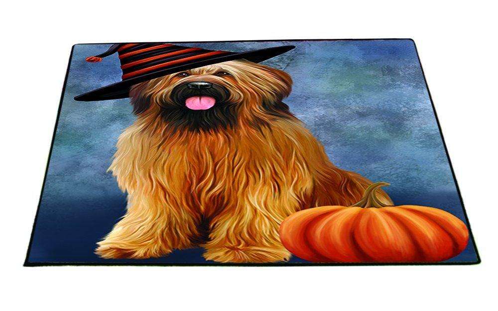 Happy Halloween Briards Dog Wearing Witch Hat with Pumpkin Indoor/Outdoor Floormat