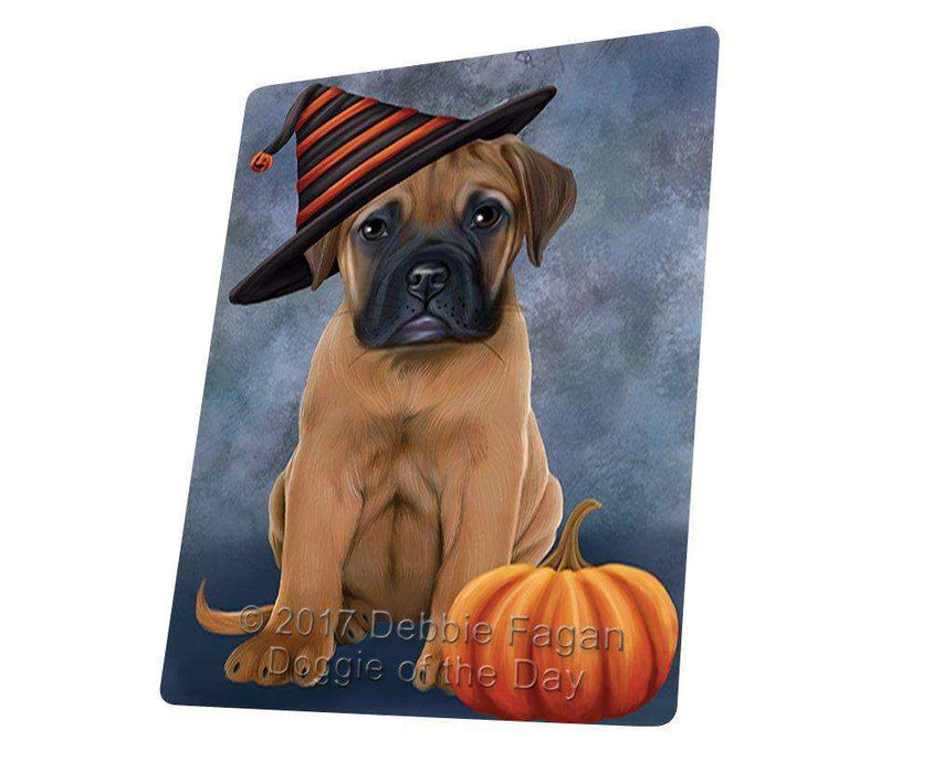 Happy Halloween Bull Mastiff Dog Wearing Witch Hat with Pumpkin Art Portrait Print Woven Throw Sherpa Plush Fleece Blanket