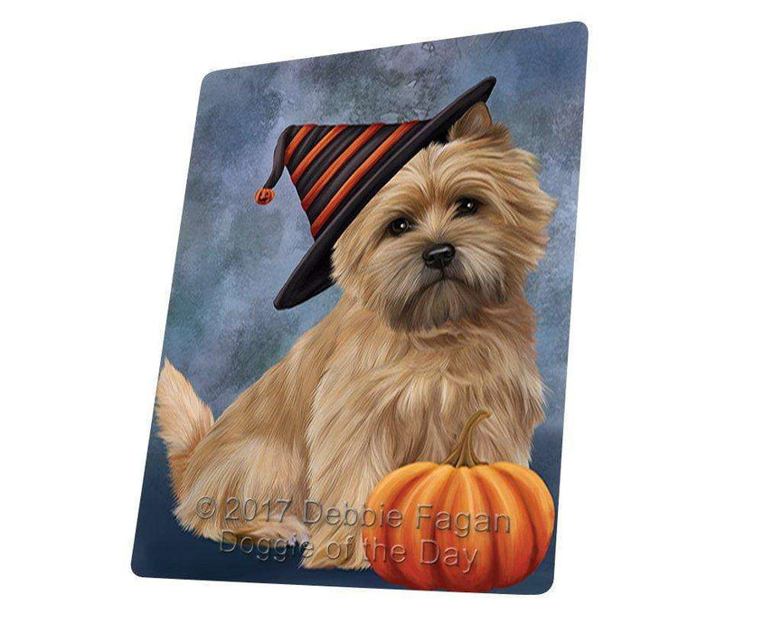 Happy Halloween Cairn Terrier Dog Wearing Witch Hat with Pumpkin Large Refrigerator / Dishwasher Magnet