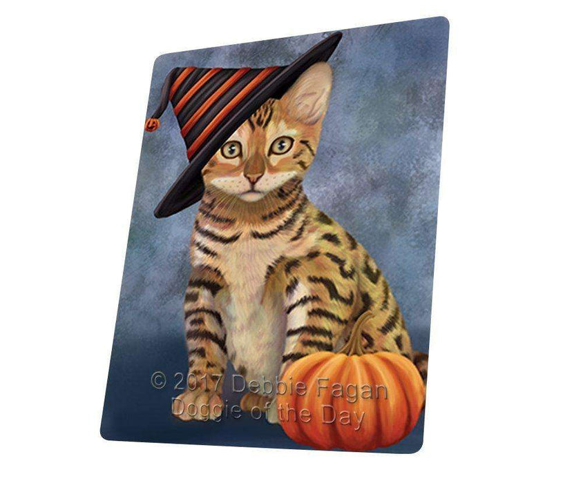 Happy Halloween Chinese Li Hua Kitten Cat Wearing Witch Hat with Pumpkin Tempered Cutting Board