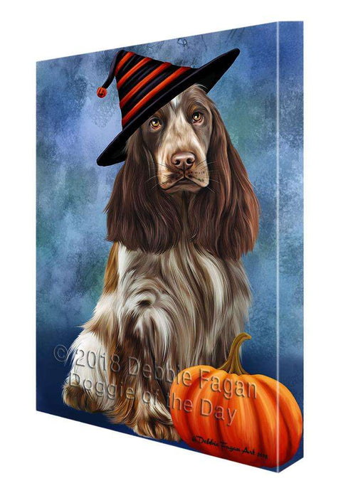 Happy Halloween Cocker Spaniel Dog Wearing Witch Hat with Pumpkin Canvas Print Wall Art Décor CVS112472