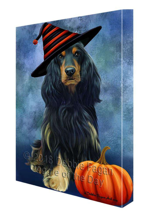 Happy Halloween Cocker Spaniel Dog Wearing Witch Hat with Pumpkin Canvas Print Wall Art Décor CVS112481