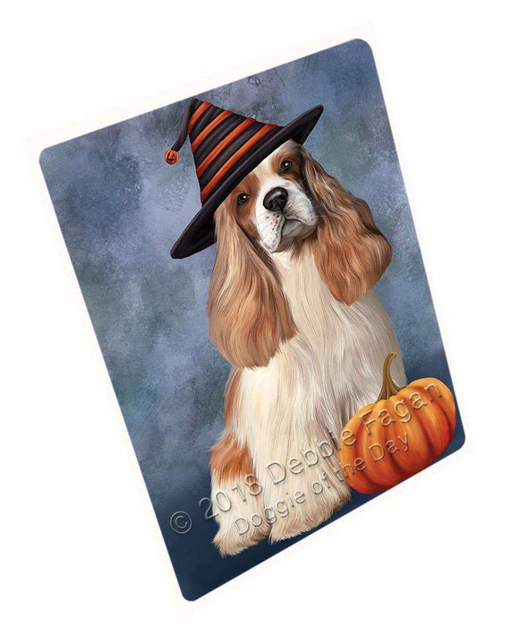Happy Halloween Cocker Spaniel Dog Wearing Witch Hat with Pumpkin Cutting Board C69000