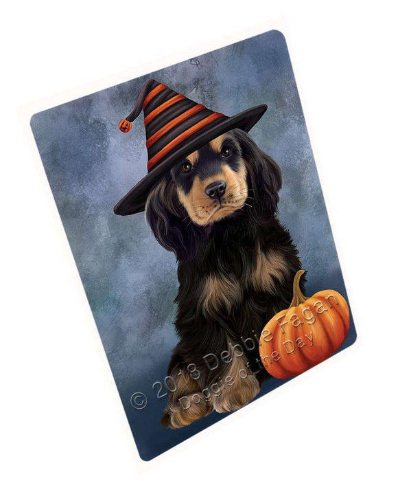 Happy Halloween Cocker Spaniel Dog Wearing Witch Hat with Pumpkin Cutting Board C69003