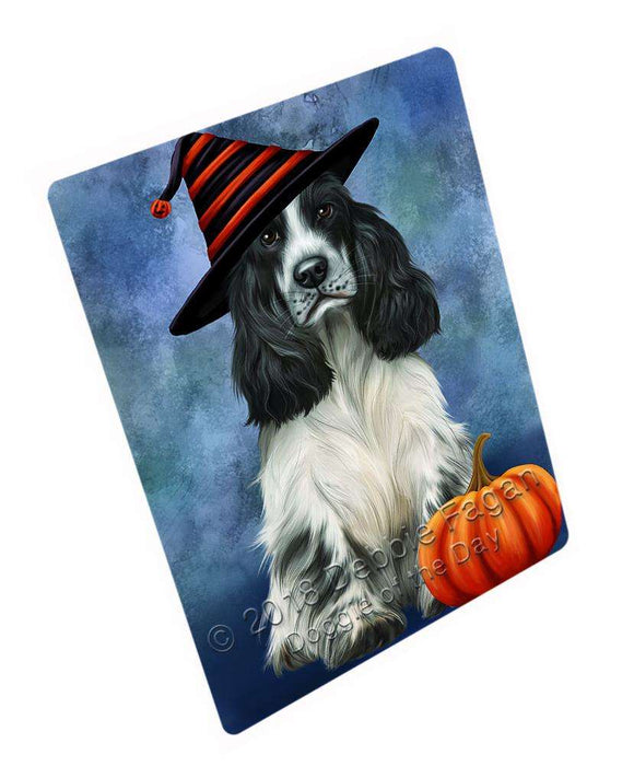 Happy Halloween Cocker Spaniel Dog Wearing Witch Hat with Pumpkin Cutting Board C69315