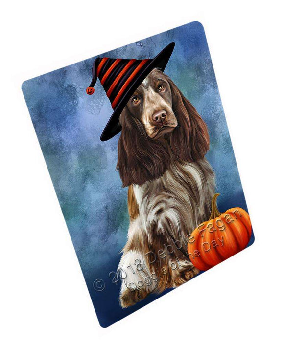 Happy Halloween Cocker Spaniel Dog Wearing Witch Hat with Pumpkin Cutting Board C69318