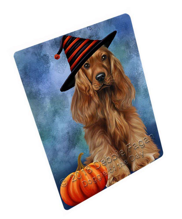 Happy Halloween Cocker Spaniel Dog Wearing Witch Hat with Pumpkin Cutting Board C69324