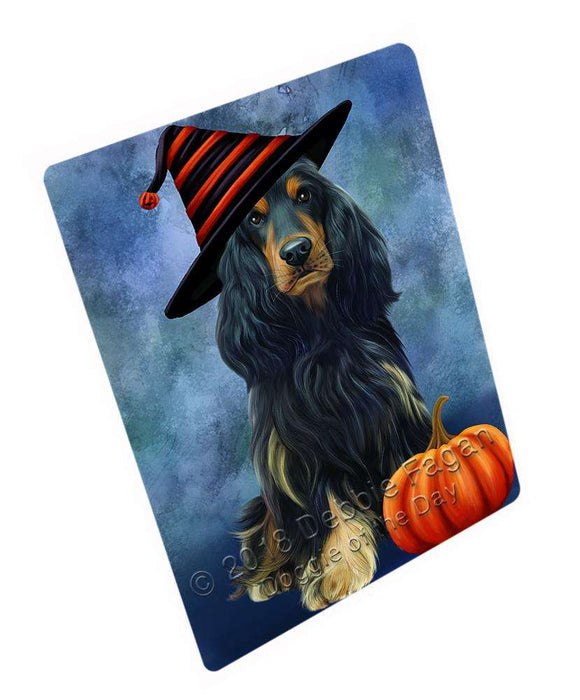 Happy Halloween Cocker Spaniel Dog Wearing Witch Hat with Pumpkin Large Refrigerator / Dishwasher Magnet RMAG90636