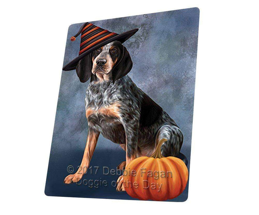 Happy Halloween Coonhound Bluetick Dog Wearing Witch Hat with Pumpkin Tempered Cutting Board