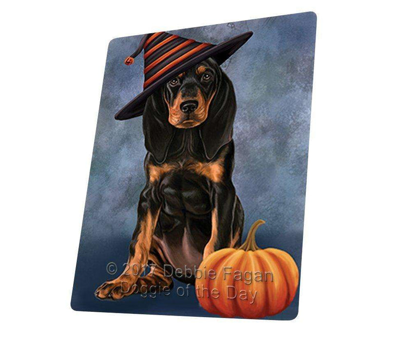 Happy Halloween Coonhound Dog Wearing Witch Hat with Pumpkin Art Portrait Print Woven Throw Sherpa Plush Fleece Blanket