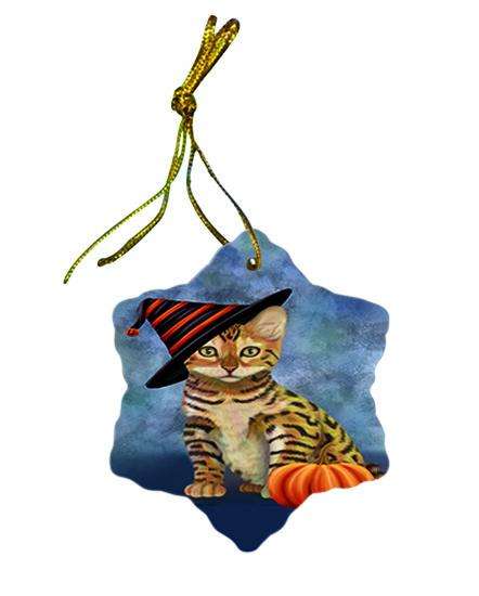Happy Halloween Dragon Li Cat Wearing Witch Hat with Pumpkin Star Porcelain Ornament SPOR55018