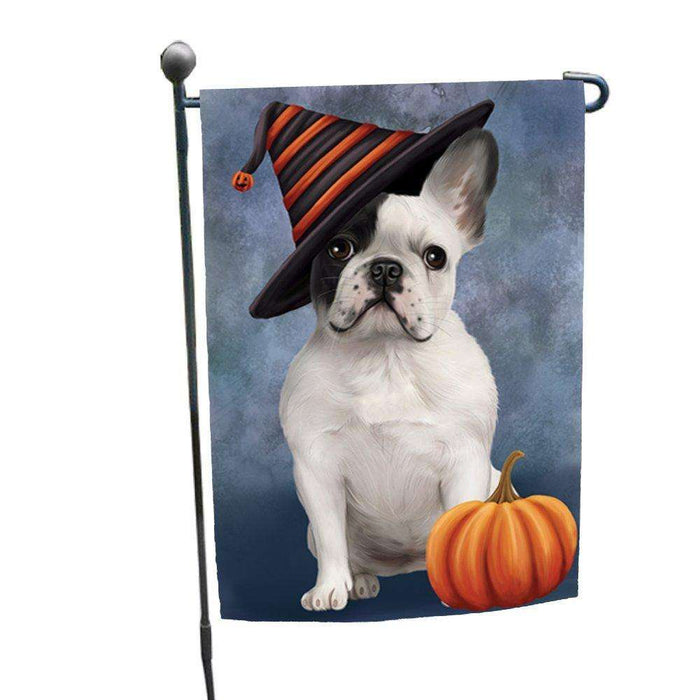 Happy Halloween French Bulldog Dog Wearing Witch Hat with Pumpkin Garden Flag GF322