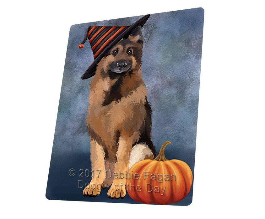 Happy Halloween German Shepherds Dog Wearing Witch Hat with Pumpkin Art Portrait Print Woven Throw Sherpa Plush Fleece Blanket D028