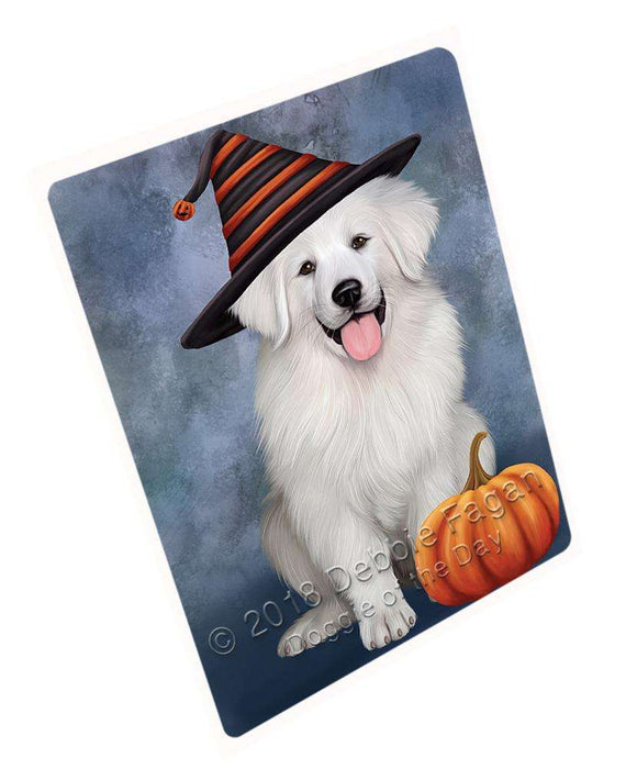 Happy Halloween Great Pyrenee Dog Wearing Witch Hat with Pumpkin Blanket BLNKT111054