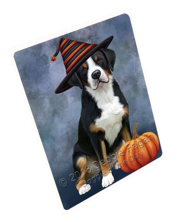 Happy Halloween Greater Swiss Mountain Dog Wearing Witch Hat with Pumpkin Cutting Board C69018