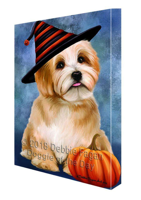 Happy Halloween Havanese Dog Wearing Witch Hat with Pumpkin Canvas Print Wall Art Décor CVS111833