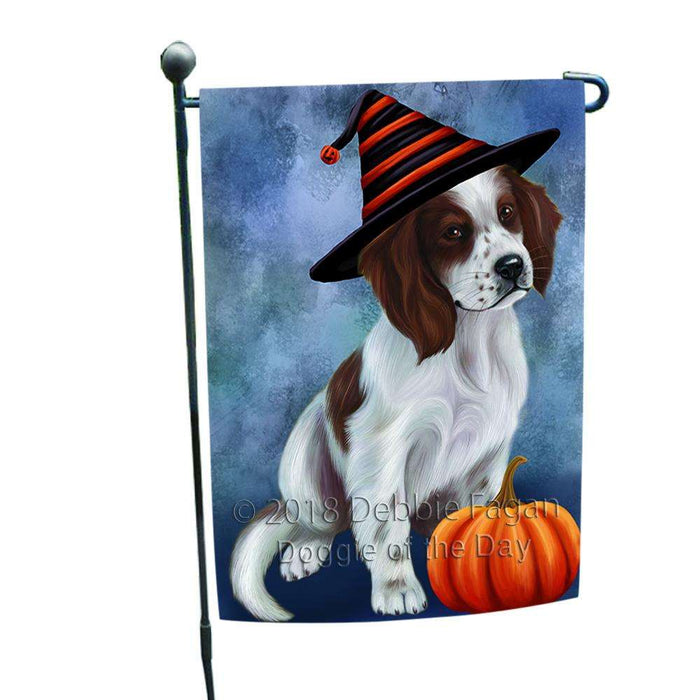 Happy Halloween Irish Setter Dog Wearing Witch Hat with Pumpkin Garden Flag GFLG54950