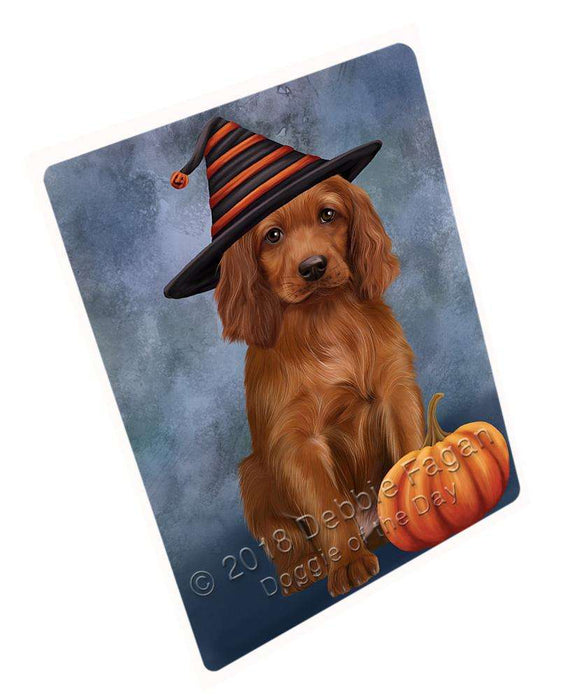 Happy Halloween Irish Setter Dog Wearing Witch Hat with Pumpkin Large Refrigerator / Dishwasher Magnet RMAG90048