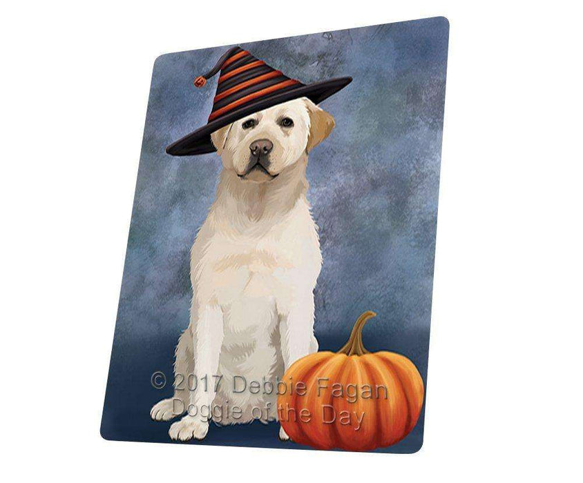Happy Halloween Labrador Dog and Witch Hat with Pumpkin Tempered Cutting Board