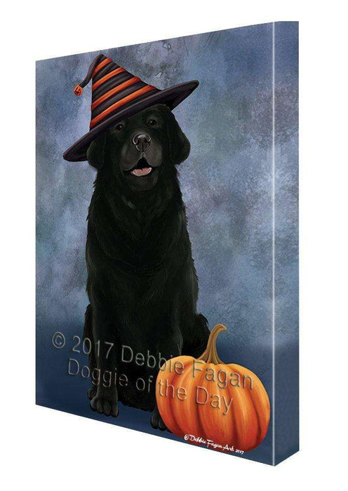 Happy Halloween Labrador Dog and Witch Hat with Pumpkin Wall Art Canvas