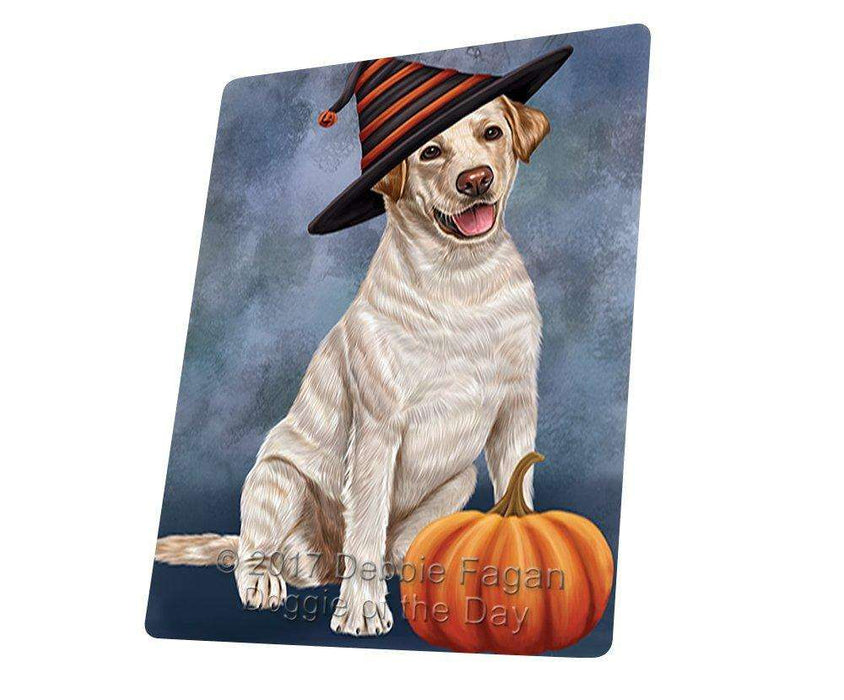 Happy Halloween Labrador Dog Wearing Witch Hat with Pumpkin Art Portrait Print Woven Throw Sherpa Plush Fleece Blanket