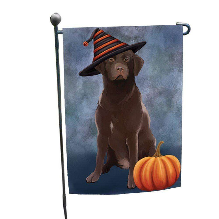 Happy Halloween Labrador Dog Wearing Witch Hat with Pumpkin Garden Flag GF330