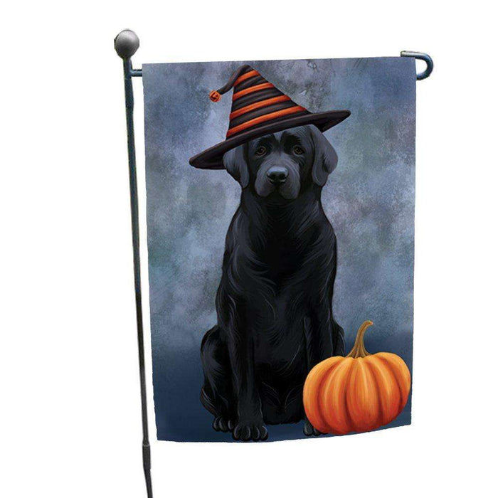 Happy Halloween Labrador Dog Wearing Witch Hat with Pumpkin Garden Flag GF332