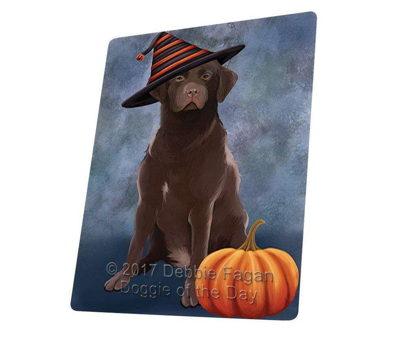 Happy Halloween Labrador Dog Wearing Witch Hat with Pumpkin Large Refrigerator / Dishwasher Magnet D124