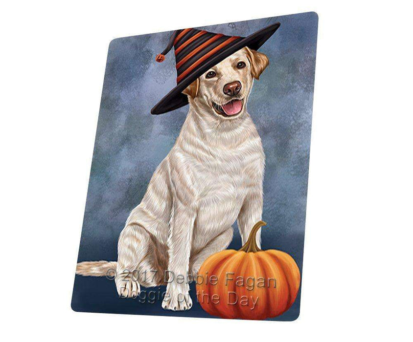 Happy Halloween Labrador Dog Wearing Witch Hat with Pumpkin Large Refrigerator / Dishwasher Magnet