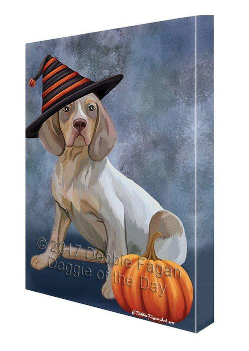 Happy Halloween Navarro Dog Wearing Witch Hat with Pumpkin Canvas Wall Art