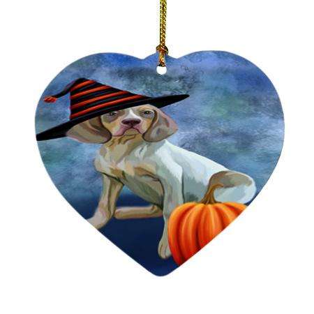 Happy Halloween Navarro Dog Wearing Witch Hat with Pumpkin Heart Christmas Ornament HPOR55031