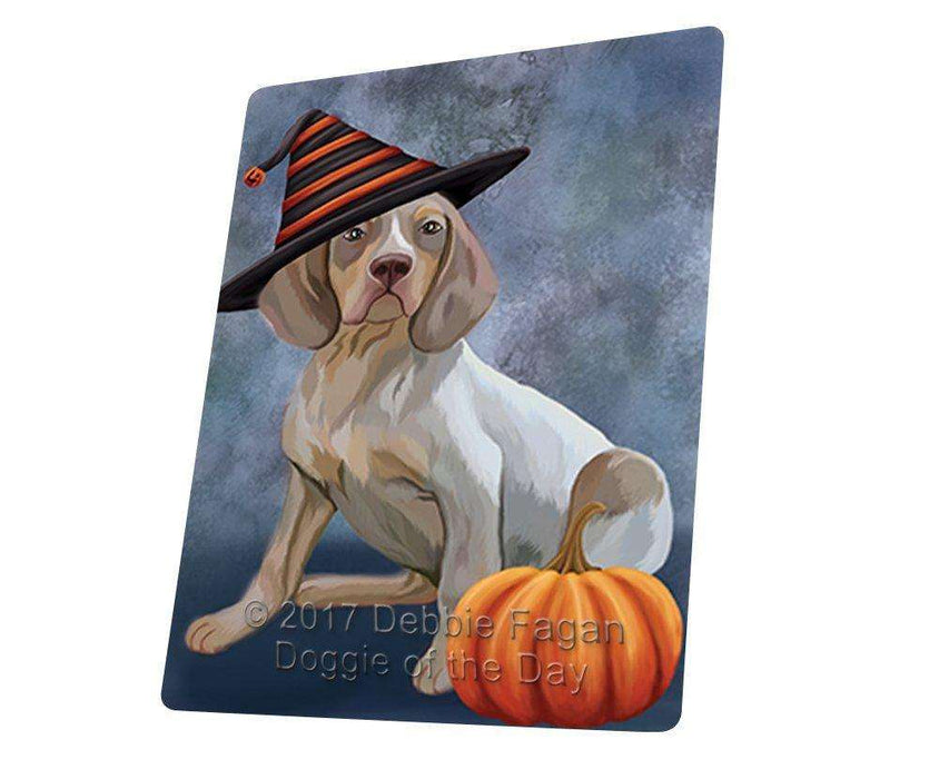 Happy Halloween Navarro Dog Wearing Witch Hat with Pumpkin Tempered Cutting Board