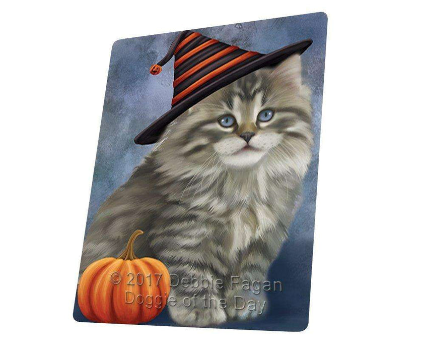 Happy Halloween Persian Cat Wearing Witch Hat with Pumpkin Large Refrigerator / Dishwasher Magnet D133