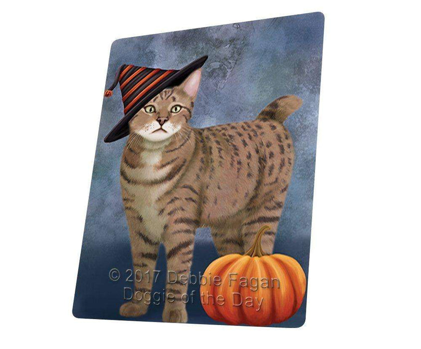 Happy Halloween Pixie Bob Cat Wearing Witch Hat with Pumpkin Large Refrigerator / Dishwasher Magnet D149