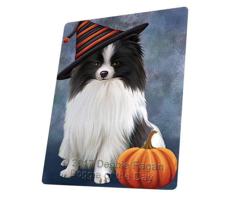 Happy Halloween Pomeranian Dog Wearing Witch Hat with Pumpkin Large Refrigerator / Dishwasher Magnet