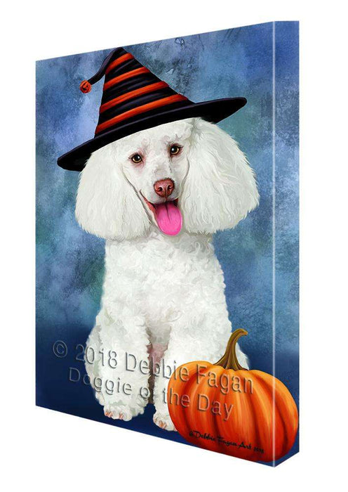 Happy Halloween Poodle Dog Wearing Witch Hat with Pumpkin Canvas Print Wall Art Décor CVS111878