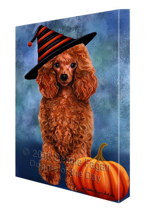 Happy Halloween Poodle Dog Wearing Witch Hat with Pumpkin Canvas Print Wall Art Décor CVS111887