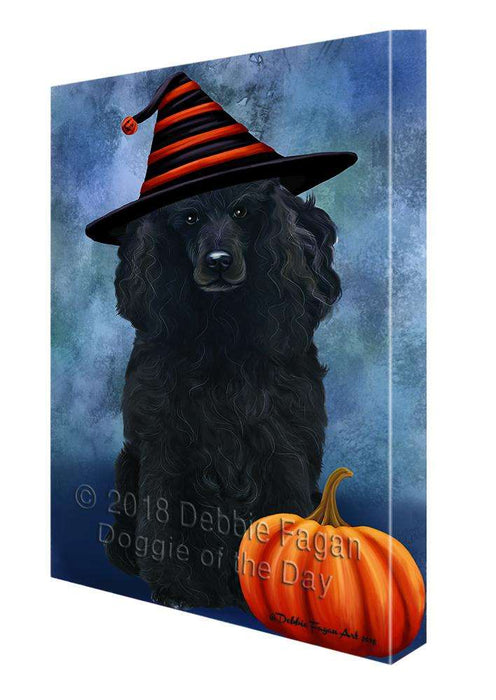 Happy Halloween Poodle Dog Wearing Witch Hat with Pumpkin Canvas Print Wall Art Décor CVS112508
