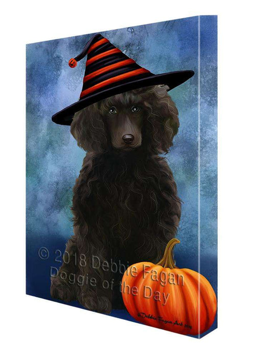 Happy Halloween Poodle Dog Wearing Witch Hat with Pumpkin Canvas Print Wall Art Décor CVS112517