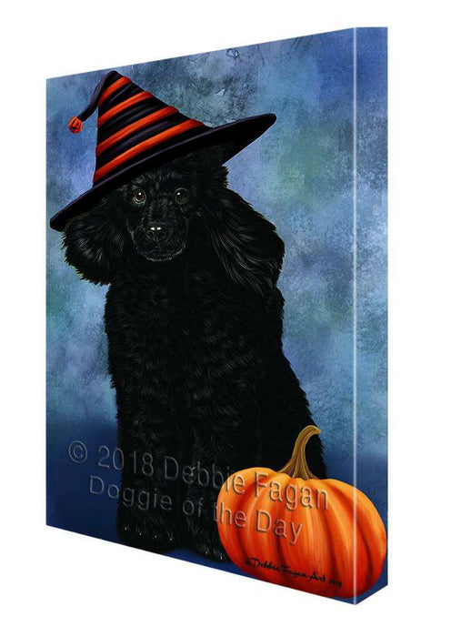 Happy Halloween Poodle Dog Wearing Witch Hat with Pumpkin Canvas Print Wall Art Décor CVS112526