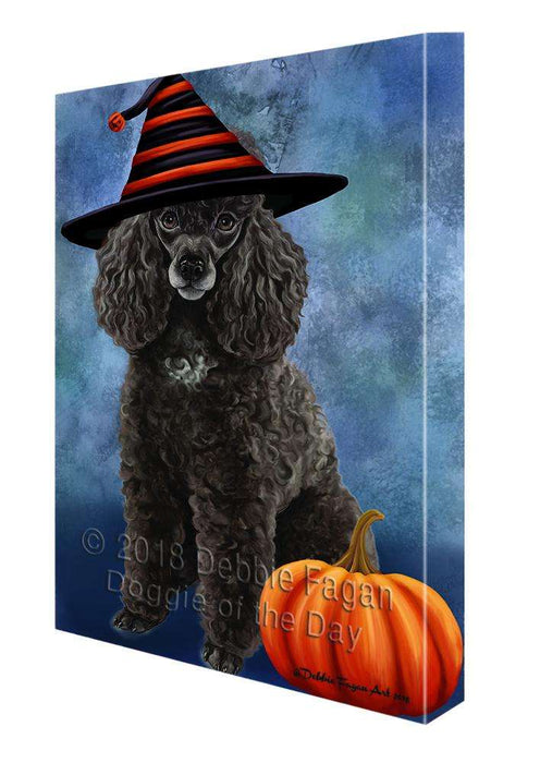 Happy Halloween Poodle Dog Wearing Witch Hat with Pumpkin Canvas Print Wall Art Décor CVS112535