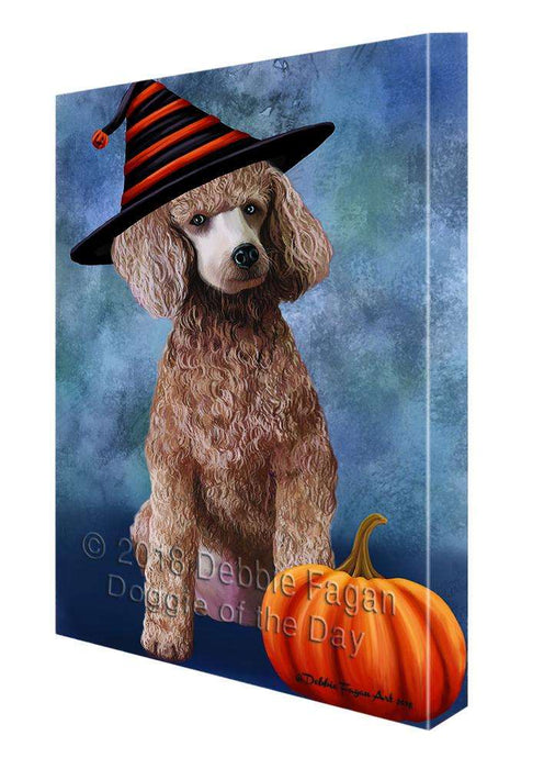 Happy Halloween Poodle Dog Wearing Witch Hat with Pumpkin Canvas Print Wall Art Décor CVS112544