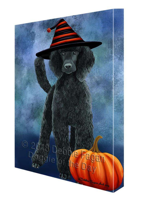 Happy Halloween Poodle Dog Wearing Witch Hat with Pumpkin Canvas Print Wall Art Décor CVS112553