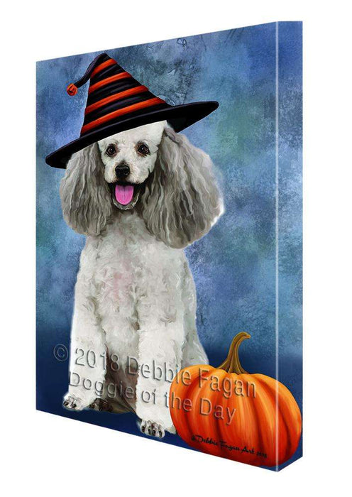 Happy Halloween Poodle Dog Wearing Witch Hat with Pumpkin Canvas Print Wall Art Décor CVS112571