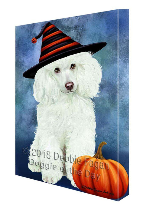 Happy Halloween Poodle Dog Wearing Witch Hat with Pumpkin Canvas Print Wall Art Décor CVS112580