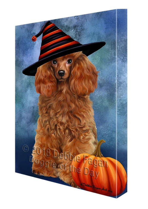 Happy Halloween Poodle Dog Wearing Witch Hat with Pumpkin Canvas Print Wall Art Décor CVS112589