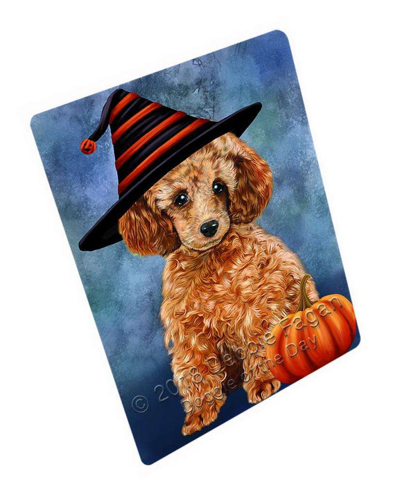 Happy Halloween Poodle Dog Wearing Witch Hat with Pumpkin Cutting Board C69327